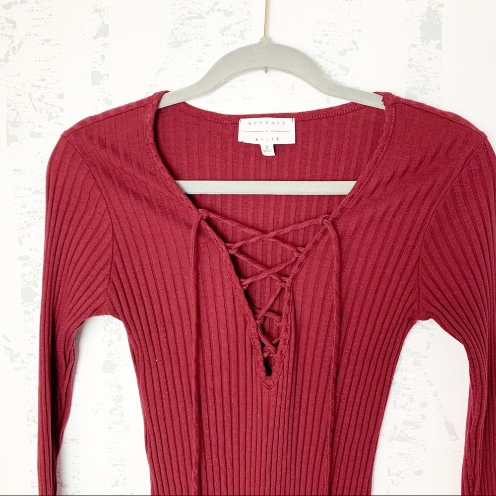Kendall + Kylie Ribbed Lace Up Mini Dress - Picture 4 of 7